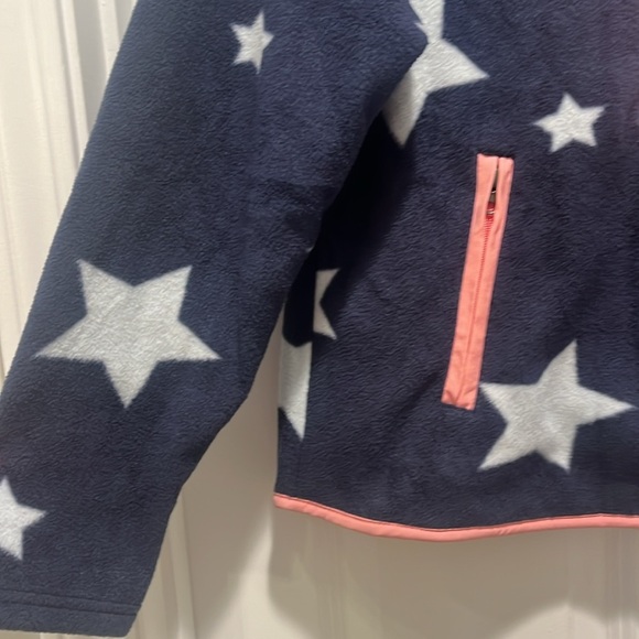 NWT Simply Southern Patriotic USA button down Jacket star print NAVY PINK TRIM - Picture 4 of 7